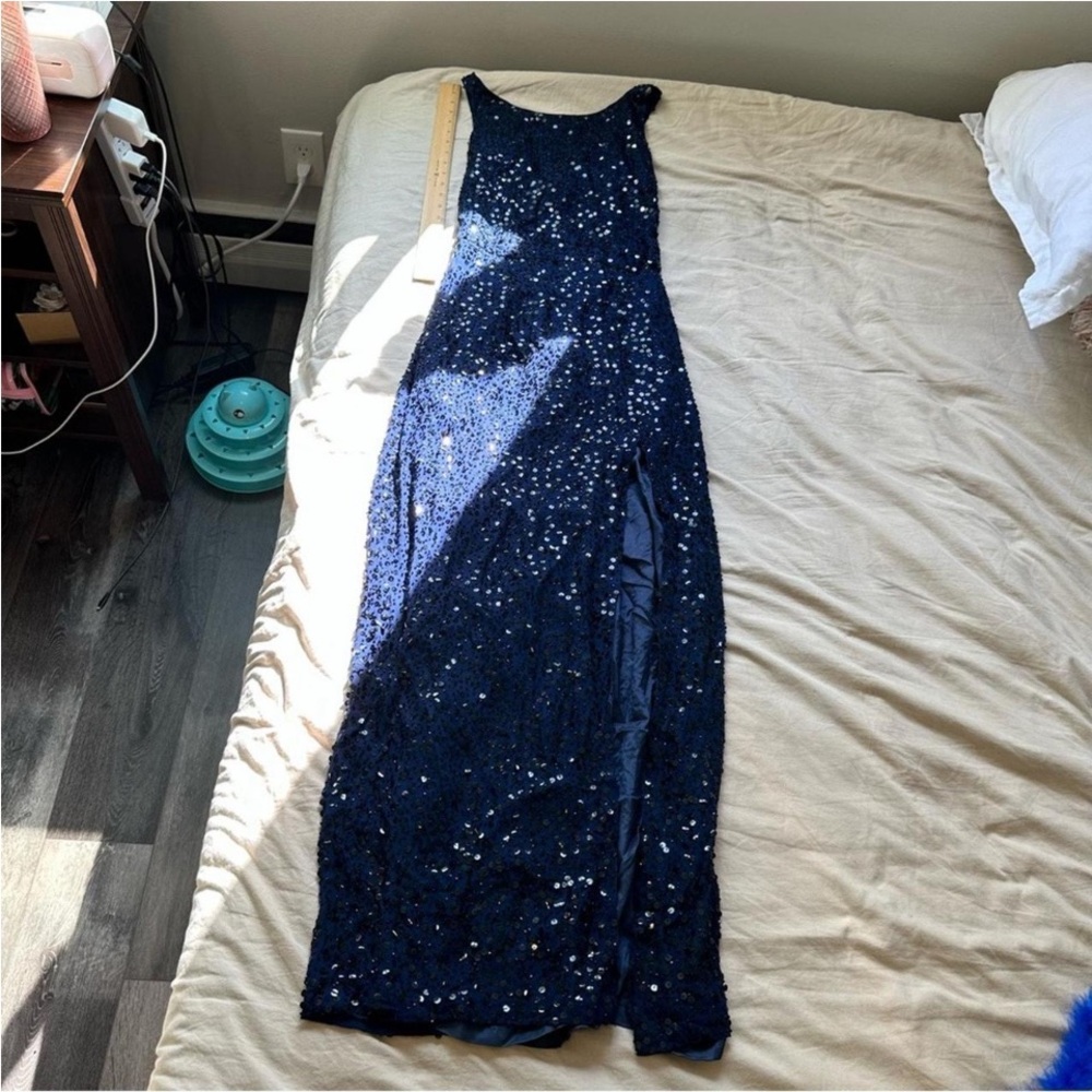 Elegant Navy Sequin Gown